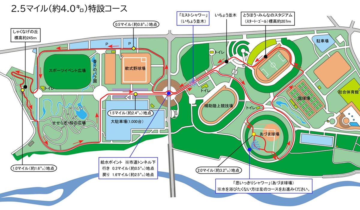 公園内周回2.5マイル特設コース